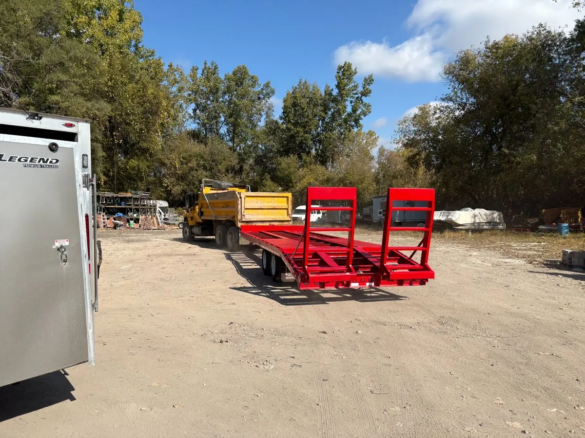 Custom fabricated trailer loaded and ready for delivery